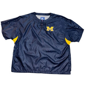 Vintage 90s Starter Michigan Wolverines Pullover Jacket Size XL Short Sleeves